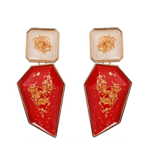 RED ACRYLIC  EARRING - LIMA'Z KOLLECTION